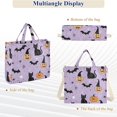 thumbnail image 6 of FORMRS Womens Corduroy Tote Bag Crossbody Shoulder Handbag with Pocket, Light Purple Halloween Black Cat, 6 of 7