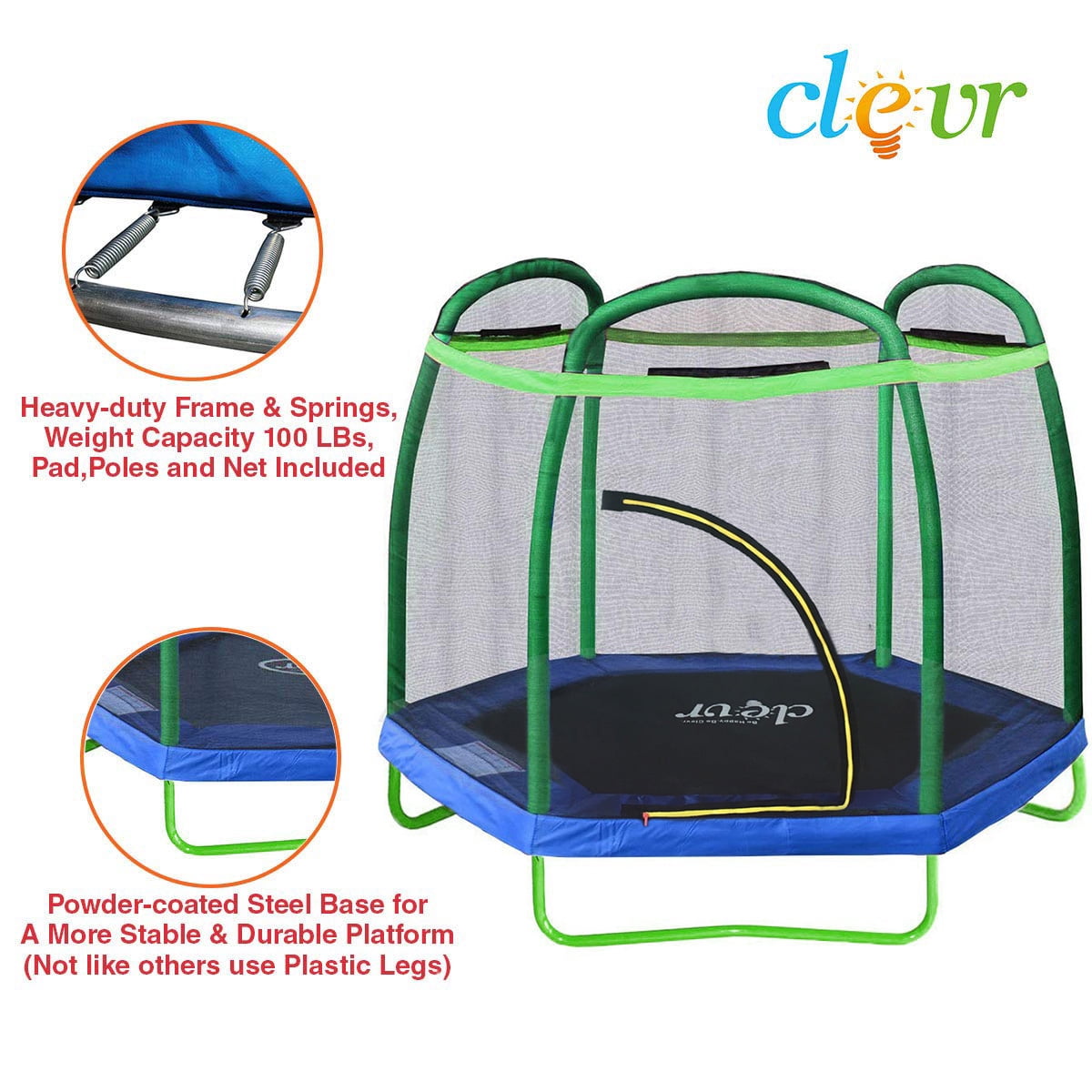 Clevr 7ft Kids Trampoline With Safety Enclosure Net Spring Pad 7 Foot Indoor Outdoor Round Bounce Jumper Walmart Com Walmart Com