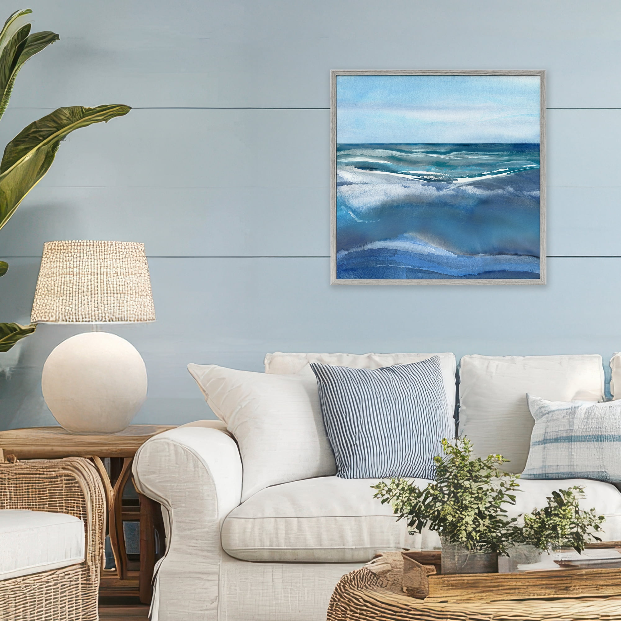 Stupell Industries Calm Seas under Soft Sky Gray Framed Giclee Art, design by Susan Jill