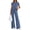 Blue, variant on PRETTYGARDEN Women's Summer 2 Piece Matching Lounge Sets Short Sleeve Shirts Tops Wide Leg Pants Travel Airport Outfits