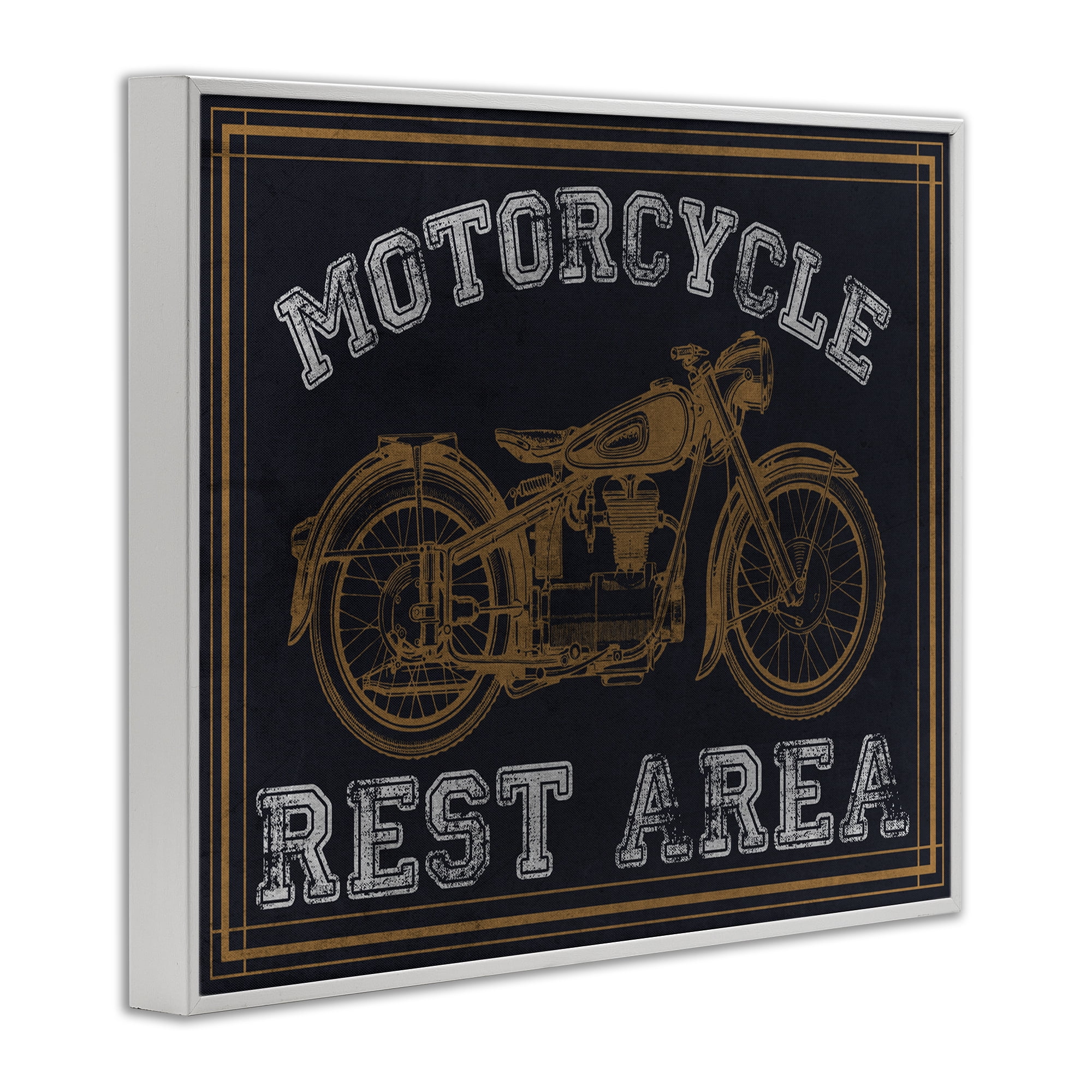 Stupell Industries Motorcycle Rest Area White Framed Giclee Art, design by Marcus Prime