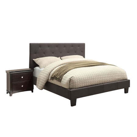 FOA Warscher 2pc Gray Solid Wood Bedroom Set - Full + Nightstand