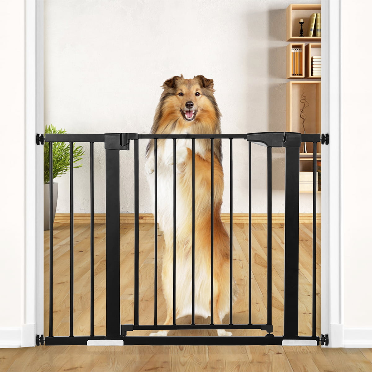 White Extra Wide Expandable Sturdy Steel Walk Thru Child Pet Safety Fence Gate 