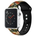 thumbnail image 3 of Compatible for Apple Watch Bands 44mm Soft Silicone Wristband with Full Body Clear Hard Temper Glass Screen Protector for iWatch Apple Watch Series SE/6/5/4 - Black Rose Floral, 3 of 5