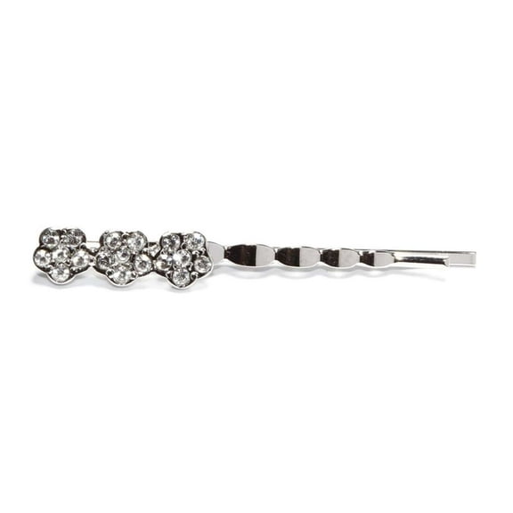 Athra Women's Triple Flower Hair Pin, Metal Clear Crystal,OS - US