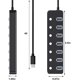 thumbnail image 5 of Divisor de concentrador USB, concentrador de datos de aluminio USB 3.0 con interruptores de encendido/apagado individuales y luces LED para computadora portátil, PC (4 pies/120 cm) (7 puertos) Xemadio CZDZ-HY98, 5 of 5