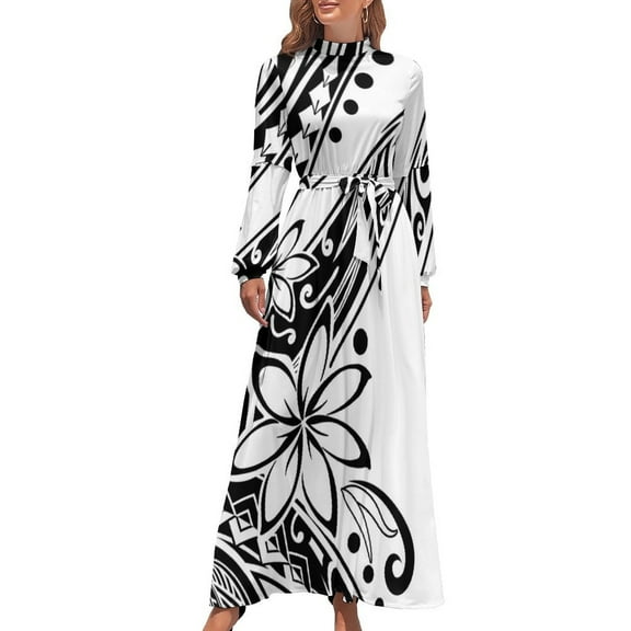 Polynesian Black And White Tribal Long Dress women's clothing trend dress summer women