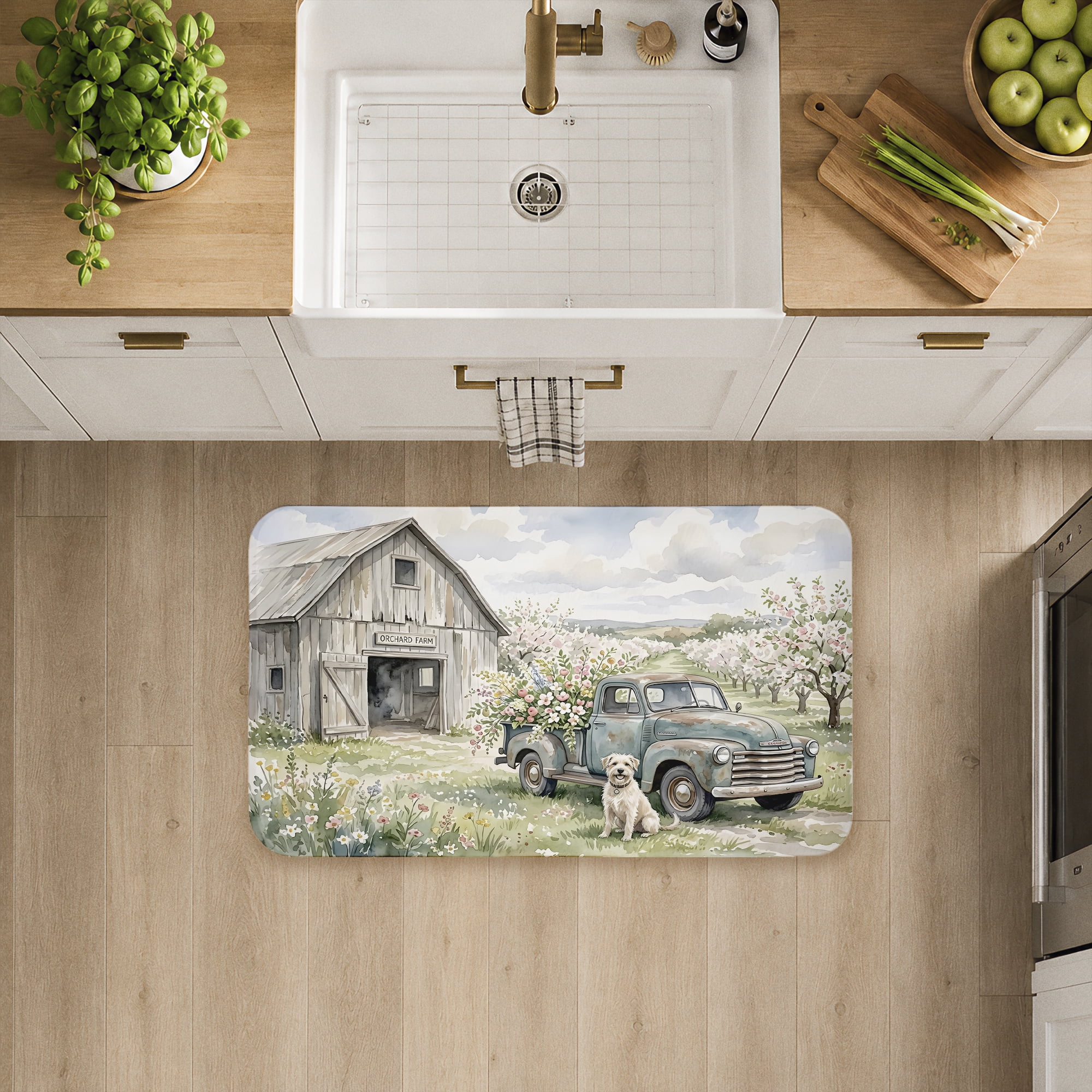 Stupell Industries Happy Dog at Orchard Farm Printed Anti-Fatigue Floor Mat, design by Tabz Jones