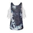 thumbnail image 5 of Elegante mujer casual cremallera cuello impresión blusa encaje manga corta camiseta verano Tops OAVQHLG3B Store  lin121212, 5 of 5