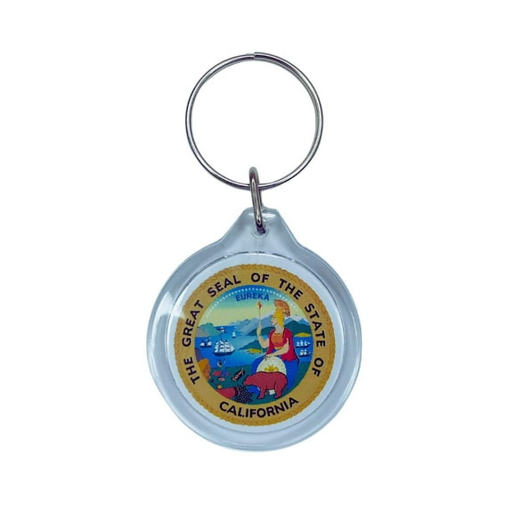 Round Acrylic Keychain - State Seal California - USA | Lightweight Travel Keepsake, Collectible Souvenir, Everyday Key Accessory