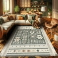 thumbnail image 2 of Ambesonne Neutral Decorative Rug Carpet, Bear Nordic Botanical Motif, 2' 5" x 5', Grey Tan and Ivory, 2 of 5