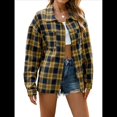 thumbnail image 1 of Camisas de Franela con Botones para Mujer, Camisas A Cuadros de Larga, Blusa Informal de Negocios. Amarillo XXL, 1 of 10