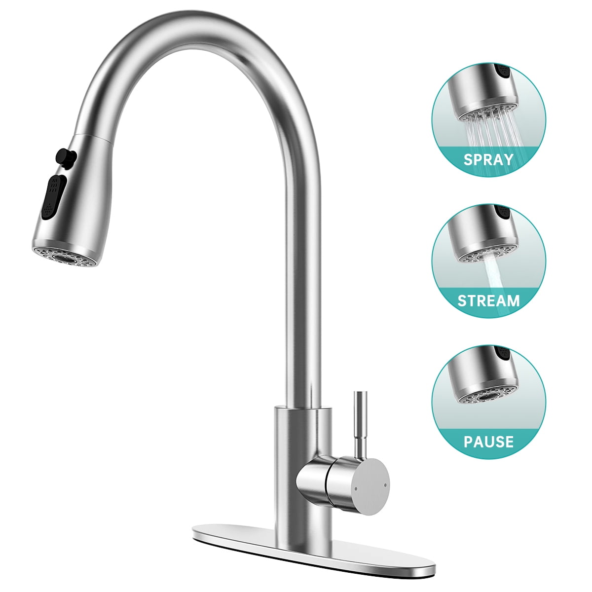 GPED Kitchen Faucet with Pull Down Sprayer, Stainless Steel photo 1