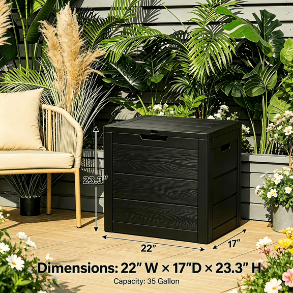 35Gallon Outdoor Storage Box Waterproof Lidded Storage Bins Outdoor Equipment And Household Supplies