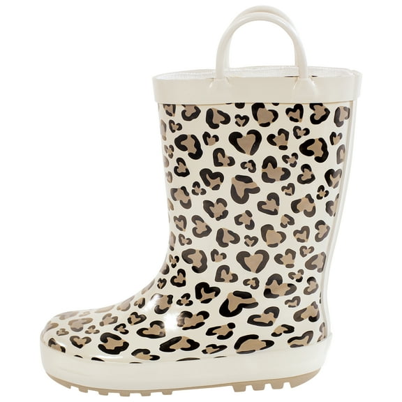 Hudson Baby Infant and Toddler Girls Rain Boots, Heart Leopard, 4 Toddler