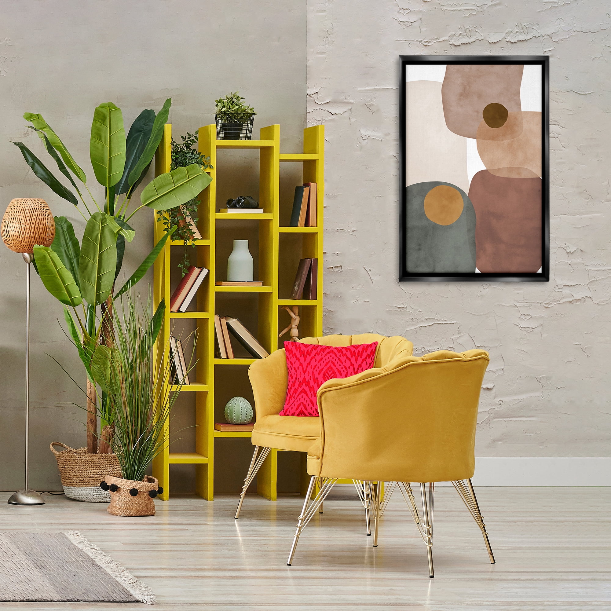 Stupell Industries Southwestern Natural Shapes Abstract Painting Black Floater Framed Canvas Art Print Wall Art, 21 x 31