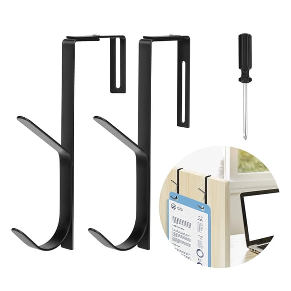 Ebaokuup 2Pcs Adjustable Metal Double Coat Hooks, Fits 1.35-3.5 Inch Cubicle Panels