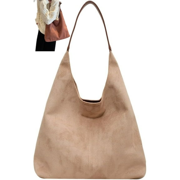 Slouchy Hobo Bag, 2026 New Suede Tote bag for Women, Vegan Leather Crescent Handbag Purse for Casual Travel