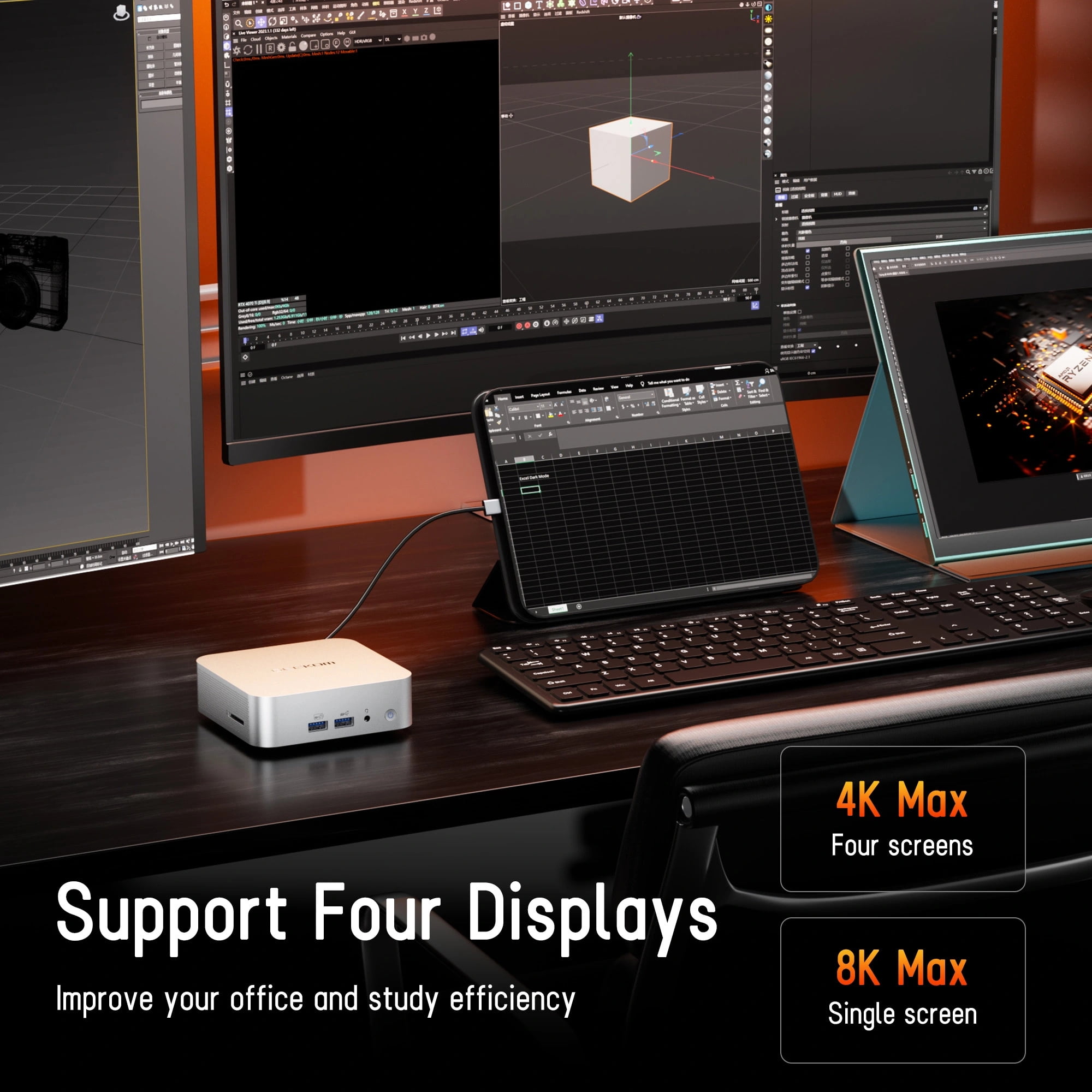 GEEKOM A7 Mini PC Desktop Computer, AMD Ryzen 9 7940HS,32 GB DDR5