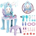 thumbnail image 3 of JoyStone Toddler Makeup Table with Mirror and Chair, Kids Makeup Vanity Set with Accessories and Lights and Music Sounds, Makeup Accessories & Blowdryer for Toddlers 3+ Years Old, 3 of 10