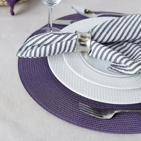 6-Pack Round Purple Placemats - Linen and Cotton Placemats Heat Insulation Mats Household Placemats Hot Proof Teacups Round Plates and Bowls, By PRYESS