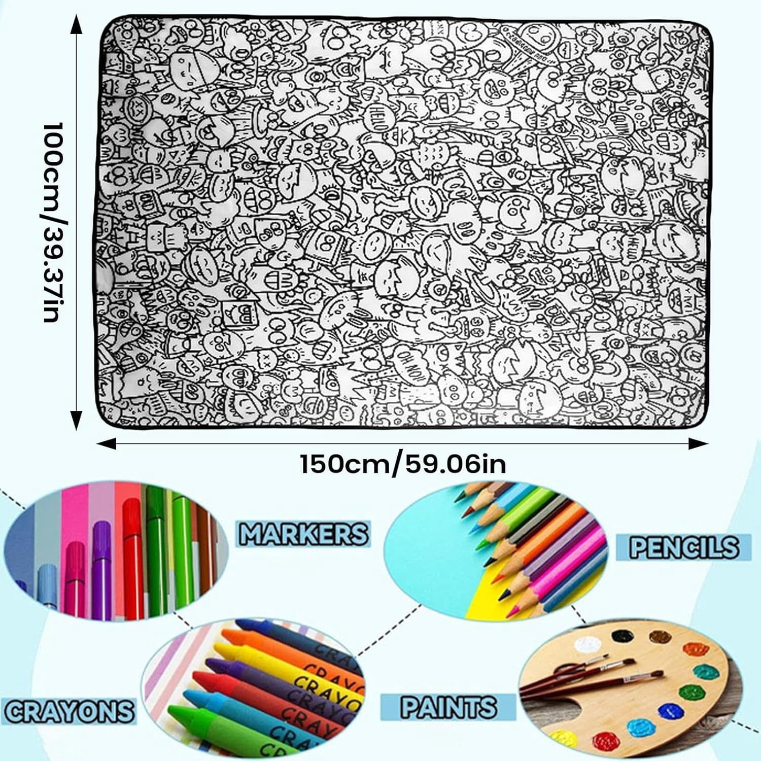 Coloring Blanket DIY Washable Sofa Throw | Art and Craft Coloring Blanket for Boys, Girls, Families, Craft Lovers, Preschoolers | Birthday, Holiday, Living Room, Bedroom, Apartment Fun Activity