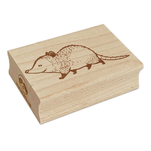 Cute Chubby Opossum Walking Rectangle Rubber Stamp Stamping Scrapbooking Crafting - Small 1.7in