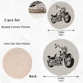 thumbnail image 3 of FREEAMG 2 Pack Vintage Motorcycle Print Cotton Woven Pot Holders Trivets Set, 7 inch and 9 inch Diameter,Heat Resistant Pad Mat for Kitchen Decor Cooking Supplies, 3 of 5