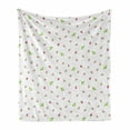 thumbnail image 1 of Strawberry Soft Flannel Fleece Throw Blanket, Simplistic Hand-Drawn Berries and Leaf on White Backdrop, Cozy Plush for Indoor and Outdoor Use, 50" x 60", Lime Green White, by Ambesonne, 1 of 6