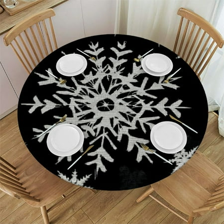 

XINLUO Round Tablecloth Colorful Snowflake Elastic Edge Table Cover Wipeable Round Table Cloth for Indoor Outdoor 31 -35