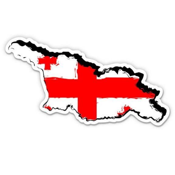 Georgia Shape Country Georgian Flag - 3" Vinyl Sticker - For Car Laptop Water Bottle Phone - Waterproof Decal