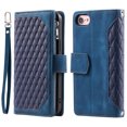 thumbnail image 2 of Mantto For iPhone SE 2022 / SE 2020 / 8 / 7, Premium PU Leather Crossbody Case Purse Zipper Pocket Magnetic Folio Card Slots Wallet Kickstand Phone Case with Shoulder Strap & Wrist Strap,
Blue, 2 of 12