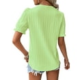 thumbnail image 4 of Enwejyy Womens Summer Hollow Out Solid Short Sleeve V-Neck Basic Blouse, 4 of 4
