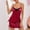 Red, variant on Womens Lingerie Women Satin Chemises Nightgown Soft Sleepwear Silky Lace V Neck Nightwear Mini Full Slip Sleep Dress