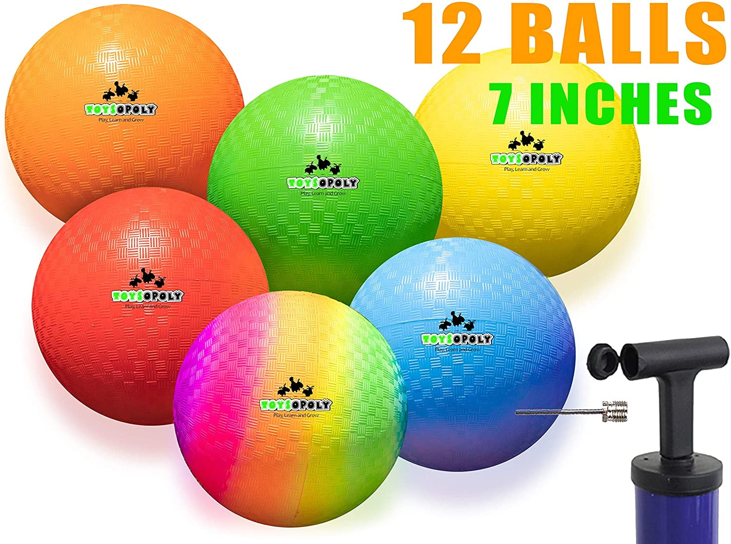 Inflatable Dodgeball - Official 7 Inch Balls (Pack of 12 Balls)+ Soft Skin Rubber Give No Sting
