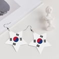thumbnail image 5 of Leather Star Hook Earrings South Korean Flag Print Earring Dangle Drop Earring For Women, 5 of 6