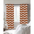 thumbnail image 3 of Orange White Blackout Curtains, Light Blocking Print Window Curtains, Modern Abstract Waves Water Ripple Striped Thermal Insulated Window Drapes for Living Room Kitchen Cafe 2 Panels, 84"W x 84"L, 3 of 9