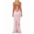 thumbnail image 2 of Women'S One Shoulder Halter Maxi Dress Elegant Ruffled O-Ring Sleeveless Evening Gown Long Cocktail Dress Pink S, 2 of 5