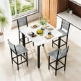 thumbnail image 5 of MIERES 5 Piece Dining Table Set High Top Dining Table Set for 4 Counter Height Small Kitchen Table With 4 Velvet Upholstered Chairs, Wood Small Dining Set for Bar Dining Room Breakfast, 5 of 8
