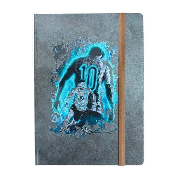 Libreta para dibujar con 50 hojas blancas de 160 gramos, Leonel Messi, mide 15 cm de ancho por 21 cm de largo.