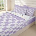 thumbnail image 3 of Manfei Modern Plaid Zipper Full Size Comforter Sets with Fitted Sheet and 2 Pillowcases,Contemporary Checkered Zipper Bedding Set,Purple White,Polkadot Reversible,4pcs, 3 of 8