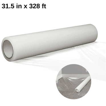 IAJXWI 31.5" x 328' Carpet Protection Film Roll, Clear Plastic Self-Adhesive Covering Sheet