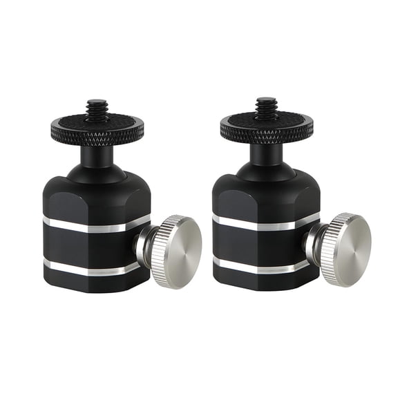 2 Pcs Mini Ball Head Mount,1/4" 360° Tripod Head, Black with Metal Tablet Holder, Heavy Tripod Accessories,360° Rotatable Interface Trailcam Holder for Hunting,Easy Installation and Carry