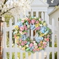 thumbnail image 6 of strola Toys Large 17.7 Inch Artificial Easter Wreath for Front Door, 2026 Spring Pastel Floral Wreath with Eggs and Greenery, Indoor Outdoor Home Garden Wall Decor, 6 of 8