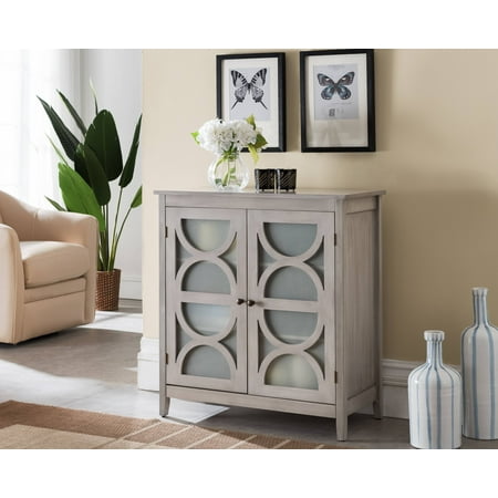Pasco Wash Gray Wood Contemporary Entryway Console Table With Frosted Glass Cabinet Doors & Storage (Best Way To Wash Kitchen Cabinets)