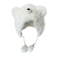 thumbnail image 2 of Wancir Cute Faux Fur Bear Ear Warm Hat with Earflaps Furry Animal Cap Winter Beanie Hat Windproof Cap Hat for Women Girls, 2 of 3
