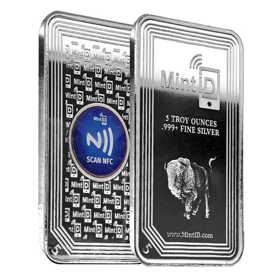 5 oz MintID Buffalo Silver Bar .999  Fine (NFC Scan Authentication)