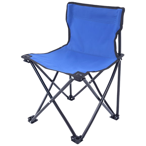 Small Blue Folding Chair, Ultralight Portable Camping Seat, Sprayed Steel Frame, Oxford Cloth, 286.6 lbs Capacity, 11.8 x 11.8 x 17.7 in Unfolded, for Fishing, Backpacking, Outdoor Use