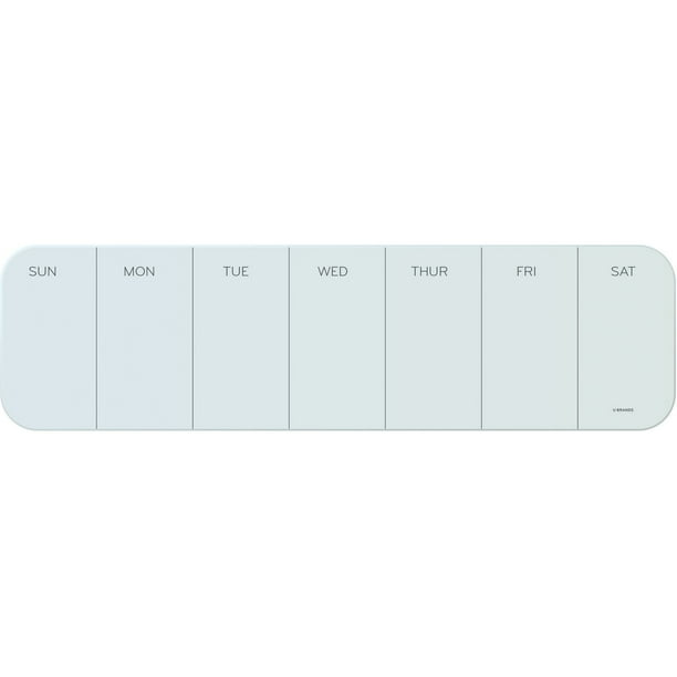 U Brands Cubical Glass Dry Erase Weekly Board, 20 x 5.5 Inches