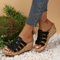 thumbnail image 5 of Viluyesy Womens Wedge Sandals, Open Toe Soft Sole Wide Width Summer Trendy Slippers Black, 5 of 7